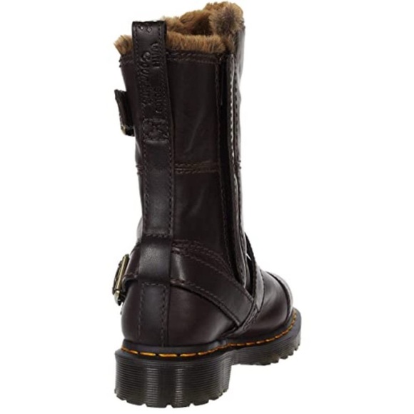 Dr. Martens Kristy Mid Leather Faux Fur Boots chocolate Luxor 9 - Picture 3 of 7